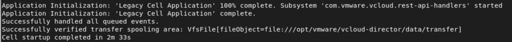tail -f /opt/vmware/vcloud-director/logs/cell.log